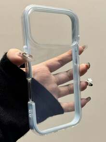 Étui de téléphone en gelée brillant mignon compatible avec iPhone 17ProMax 17Pro 17 17Air 16 15 14 13 12 Pro Max 11 couleur unie coque souple antichoc - Bord bleu - Voir 5