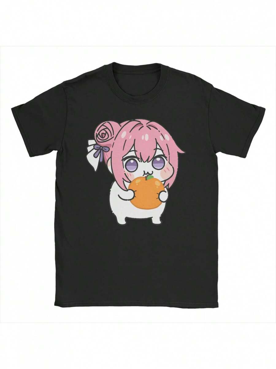 Camisetas Retro Doro Meme Nikke para Hombre y Mujer, Cuello Redondo, Manga Corta, Camisetas de Juegos de Dibujos Animados, Naranja, para Usar en Verano - Negro - Ver 1