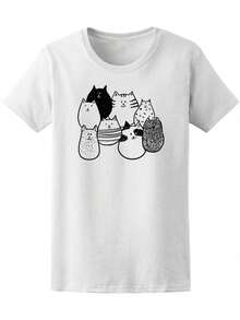 Camiseta con dibujo de gatos divertidos para mujer -Imagen de Shutterstock, talla pequeña para mujer - Blanco - Ver 1