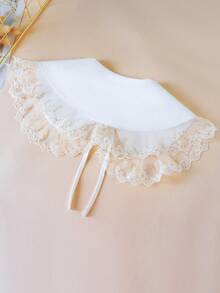 1pc Women's White Embroidered Fake Collar, Double-Layer Ruffle Decor Fashion Shawl Collar, Suitable For Daily Wear - 1202-a-white - View 2