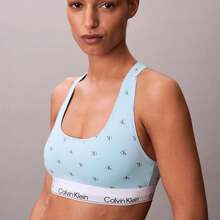 Calvin Klein Calvinklein Icon Cotton Modal Unlined Bralette QF8493 - Diamond Logo Antarctic Blue - View 1