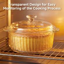 Senmeo Round Clear Glass Casserole With Lid, Borosilicate Glass Bakeware, Oven Microwave Freezer , Kitchen Cookware Set For Food Serving - View 8