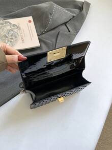 2026 Luxury Quilted Solid Color PU Special Lock Women's Shoulder Bag, Multifunctional Clutch, Suitable For Daily Outings, Work, Parties, Dates And More, Also Perfect As A Gift - Black - View 11