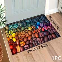 1pc Colorful Coffee Bean Pattern Printed Rug Series, Long Doormat, Indoor Entrance Mat, Bedroom Bedside Mat, Kitchen Mat, Suitable For Living Room, Laundry Room, Bathroom - Multicolor - View 17