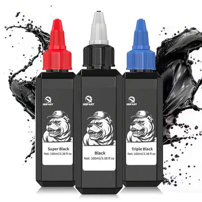 DQFART 100ML/3.38OZ Large Capacity Black Tattoo Ink Deep Black Tattoo Pigment Easy Coloring Long Lasting Gentle Formula Tattoo Supplies For Tattoo Artists & Beginners