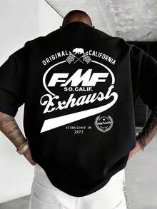 Camiseta de hombre con logotipo GiftFMF y diseño de doble cara, camiseta con temática de motocross, camiseta de manga corta de alta calidad 100% algodón, un artículo de moda imprescindible para el verano, cuello redondo, corte holgado, estilo Y2K Street Hip-Hop para hombres y mujeres, ideal para entusiastas de las carreras todoterreno y el regalo perfecto para amigos. Suave - Negro - Ver 3