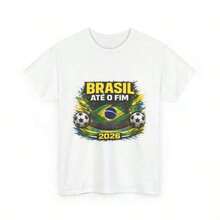 Camiseta unisex de manga corta, Camiseta Brasil Até O Fim 2026 - Camiseta de aficionado al fútbol de Brasil - Camiseta Wm 2026 Brasil Porter - Camiseta de fútbol para hombre, spiderman, ,  mujer, romwe men, boho chic, regalos para maestras, camiseta para mujer, conjuntos curvy para hombre, y2k - Blanco - Ver 1
