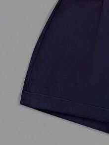 Conjunto casual de 2 piezas de top halter con corbata y shorts a rayas para mujer - Multicolor - Ver 4