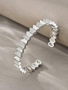 Silver Bracelet, Versatile Copper Inlaid Zirconia, Suitable For Daily, Gatherings, Dates, Enhances Elegance - Silver - View 5