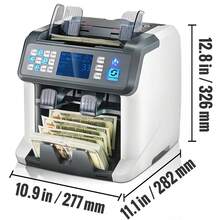 Geldzählmaschine, Banknotenzähler mit Gemischten Nennwerten, 2CIS, SN, UV, IR, MG, DD Falschgelderkennung, Mehrere Währungen, Wertzähl- und Sortiergerät, Drucker Aktiviert - Top Ladbar 2 Doppel CIS - Übersicht 10