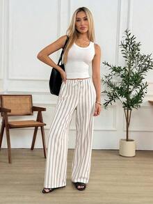 Pantalones anchos de pierna ancha de satén negro de larga duración con ajuste cómodo para mujeres, pantalones de satén negro, pantalones de seda para mujeres, pantalones de satén negro, pantalones de seda negra, pantalones casuales para mujeres - Multicolor - Ver 3