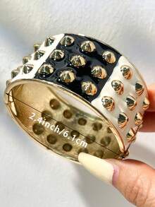 1 pieza Pulsera de estilo punk gótico con diseño de broche abierto y adorno de cruz de strass - Multicolor C - Ver 11