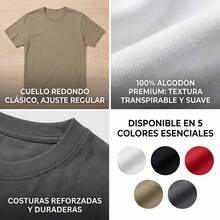 Playera/Camiseta 100% algodón  Camiseta de cuello redondo y manga corta para hombre, de moda para el verano - Negro - Ver 3