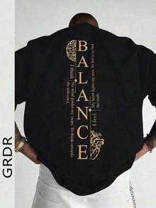 Camiseta de manga corta holgada con estampado de moda para hombres GRDR |       Diseño exquisito |       Esencial de verano |       Fácil de combinar, mostrando tu estilo - Negro - Ver 1