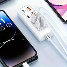 8-Ports USB Adapter[4USB+4PD] 25W Hub Fastcharging Multi-Interface,Fast Charging Wide Compatibility Compatible With USB Interface Devices, Suitable For 5V USB Devices Such As Computers, Laptops, Tablets, Etc,25W Fast Charging Wall Charger Station 8-Port USB Hub (4USB-A + 4 Type-C PD Ports) - Simultaneous Charging ForTablets/Laptop/Smart Devices - Multi-Interface Charger With Smart Charging Tech - Multicolor - View 3