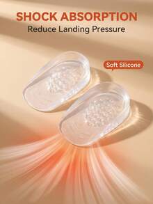 1 Pair Clear Silicone Gel Heel Cups, Soft Shock Absorbing Heel Cushion Inserts With Textured Massage Dots For Sneakers And Everyday Shoes - Clear - View 3