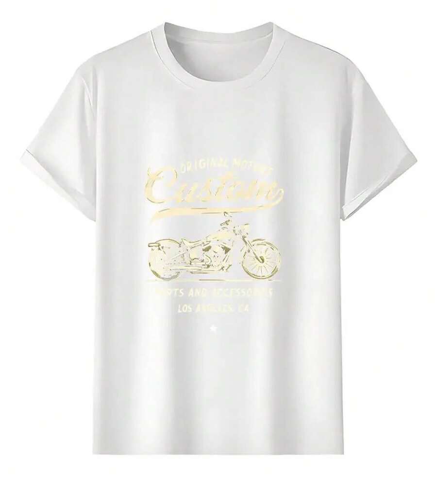 Custom Muscle Freaks Vintage Motorcycle Style T-Shirt - White - View 1