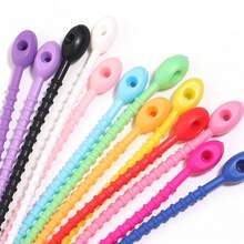 10pcs/Pack 21cm Adjustable Dopamine Color TPE Tadpole Shaped Tie Wraps, Data Cable Organizer, DIY Accessories For Bags, Clothes, Keychains - Cable Ties - View 9