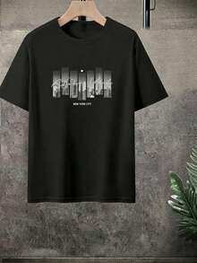 Men's Casual Urban-Print T-Shirt (Summer Edition) | Ideal For Everyday Wear - Exceptionally Comfortable | Pure Cotton Tee | Summer Top | Wardrobe Essential | High Quality | Solid Color Design | Graphic Tee White Top - Black Top - 查看 8