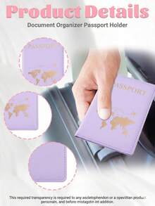 Manovix 1PC Multi-Color Matte PU Leather Passport Holder, World Map Pattern & Embossed Letters, Built-In Boarding Pass And ID Card Slot, Practical Travel Accessories For Flight, Cruise & International Travel, Birthday & Holiday Gift For Women Back To School - Purple - View 9