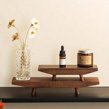 1pc Rectangular Decorative Tray, Thick Wooden Fragrance & Storage Tray, Jewelry Tray, Entryway Display Tray, Suitable For Desk, Entryway, Bathroom - Brown - View 1