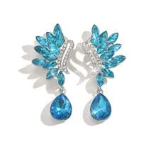 1 Pair Elegant Crystal Rhinestone Waterdrop Dangle Earrings, Suitable For Wedding, Party, Banquet, Gift For Wife/Girlfriend - Plant Water Drop Earrings - View 9