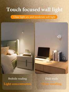 1pc LED Minimalist High-End Magnetic Wall Lamp, 3 Color Temperature Adjustable/RGB Color (500mAh Battery Capacity), Stepless Dimming, Adjustable Spotlight Lighting, Motion Sensor Light, Bedside Lamp, Bedroom Night Light, Wireless LED Light, Wall Lamp (Free Gift: Data Cable) Suitable For Home Indoor Bedroom, Study, Hallway, Entrance And Other Places, Room Decoration, Creating Atmospheric Lighting Effect, Night Light Use - Induction Spotlights - View 8
