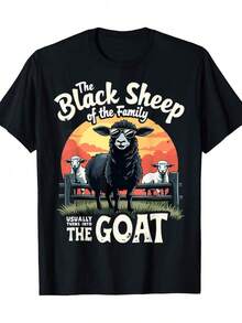 Camiseta unisex de manga corta, [Camiseta casual de cuello redondo] Camiseta estampada con diseño de ovejas y cabras de la familia Black Sheep.|Camiseta Casual de Cuello Redondo, Lavable a Máquina, para Mujeres Adolescentes, Camiseta con Gráfico de , Diseño Encantador, Ropa Casual de Verano, Ropa para Clima Cálido, camisetas para mujeres, camisetas para hombres, camisetas para hombre, , y2k, spiderman, regalos para su novio, Retro Vintage, camisetas de gimnasio para hombre, spiderman, Camiseta del Campeonato Mundial  2026, regalos para su novio. - Negro - Ver 6