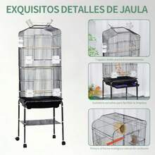 Jaula Grande Metal para Pájaros, Jaulas para Aves con Ruedas y Percha Soporte, Incluye Bebedero de Bandeja, Comedero, Juguetes con Pájaros, para Periquito, Canarios, Medianos - como en la imagen - Ver 5