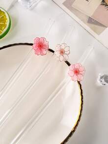 1/3/4/6PCS Flower Glass Straw – Reusable Curved Straws For Smoothies, Cocktails, Bubble Tea, Soda, Summer Drinks, Pool Parties, Beach. Great Gift For Christmas, Birthday, Graduation, Back To School, Valentine's Day. Kitchen Essential, Photo Prop. - View 4