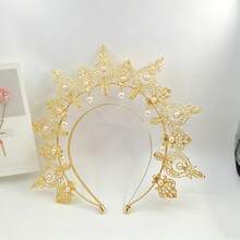 1 chiếc băng đô cài tóc màu vàng dành cho nữ, phụ kiện hóa trang hình vương miện Đức Mẹ Maria, phụ kiện đội đầu dự tiệc, sự kiện. - Vàng - Xem 6