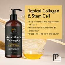 Firming Body Massage Oil With Collagen & Stem Cell – Helps Smooth The Appearance Of Cellulite & Improve Skin Texture – Refreshing Aromatherapy Body Oil For Legs & Full Body – 8 Fl Oz By M3 - 抗橘皮組織按摩油 16 液體盎司 - 查看 6