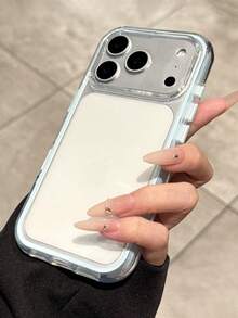 Étui de téléphone en gelée brillant mignon compatible avec iPhone 17ProMax 17Pro 17 17Air 16 15 14 13 12 Pro Max 11 couleur unie coque souple antichoc - Bord bleu - Voir 8