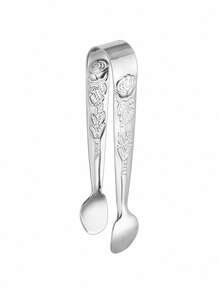 1pc Stainless Steel Vintage Rose Pattern Sugar Cube Tongs, Ice Bucket Tongs - View 7