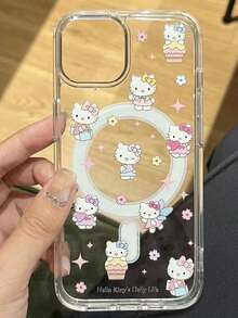 1pc New Minimalist Transparent Magnetic Butterfly & Flower, Hello Kitty Compatible Phone Case Compatible With Apple 17, 17 Pro, 17 Pro Max, 16, 16 Pro, 16 Pro Max, 15, 15 Pro, 15 PM, Shock-Proof IMD Cartoon Girly Case, Fashionable And Unique - Multicolor - View 2
