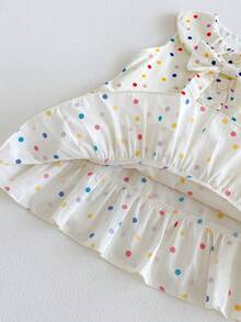1pc Girls Outdoor Casual Sweet Multi-Layer Ruffle Colorful Polka Dot Sleeveless Dress Summer - Apricot - View 7