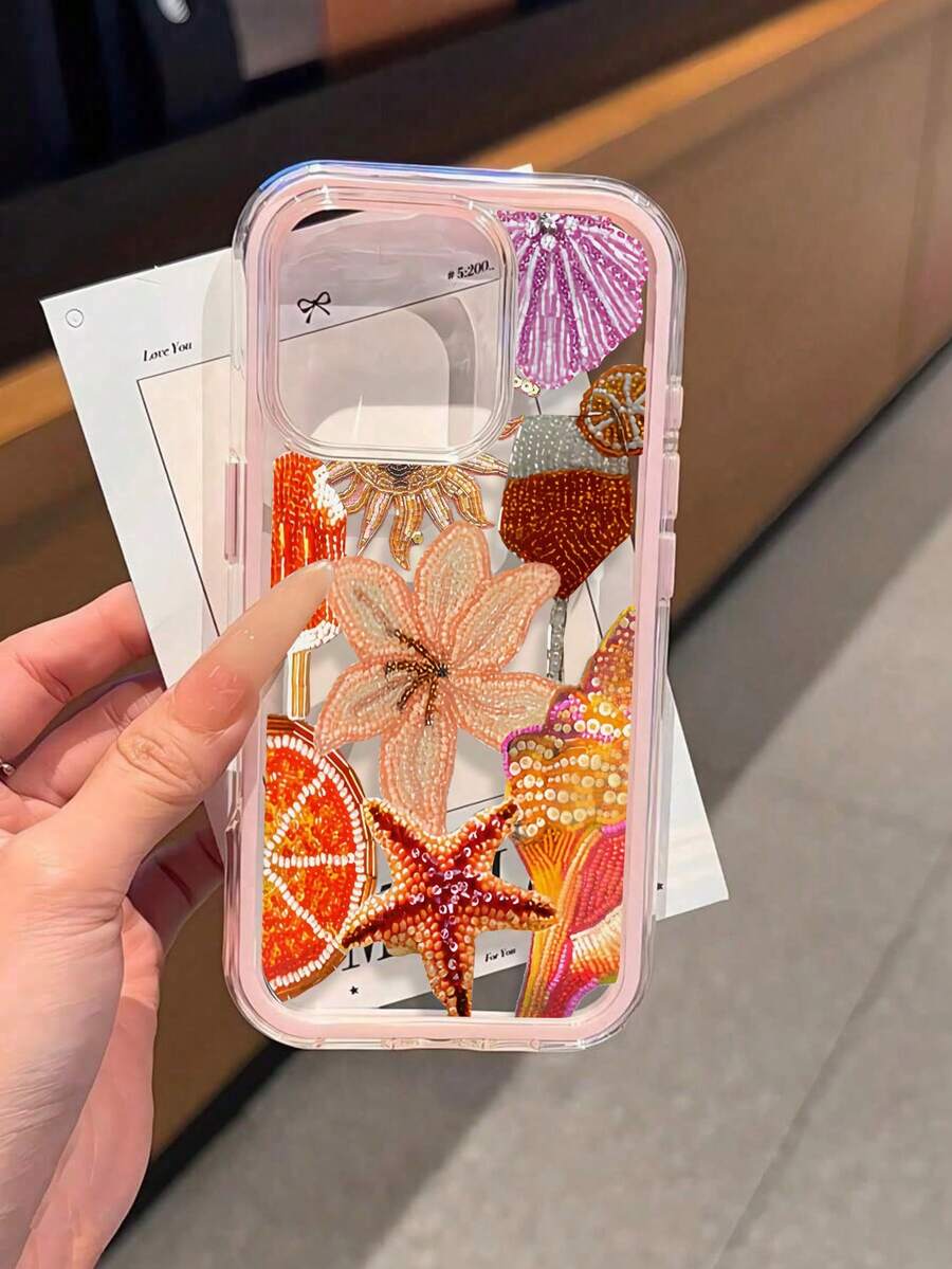 度假風 1件裝 夏季百合漸層粉橘極簡雙用途 TPU 防震全包覆手機殼,適用於 Apple 17, 16, 15, 14, 13, 12, 11 Pro Max, Air 及系列 - 彩色 - 查看 1