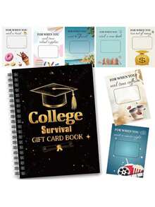 1 Pc University Student Survival Gift Card Album - Spiral Bound Card Holder Notebook, Suitable For Graduation Gift, Designed With Diploma Certificate And Balloon Patterns - A - View 7
