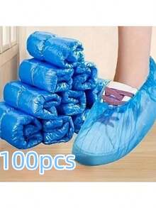 100pcs Durable Disposable Plastic Shoe Covers, Slip-Resistant Waterproof Boot Covers, Mud-Proof Shoe Covers For Work Boots, Indoor Carpet Protection, Suitable For Indoor, Office, Rainy Days, Schools, Offices, Home And Travel - Multicolor - View 19