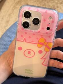 Funny Polka Dot Alien Cat Design Transparent Anti-Drop Soft Phone Case For IPhone 16/15 Pro Max, Unique Aesthetic For IPhone 14/13/12 Pro - Pink - View 18