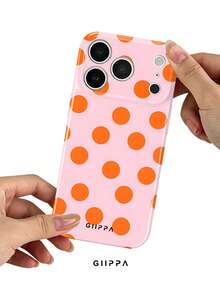 GIIPPA 1 chiếc ốp lưng điện thoại màu hồng nhạt phối họa tiết chấm bi cam cho iPhone 17 Pro Max, tương thích với iPhone 16 Pro Max, 15 Pro Max, 14 Pro Max, ốp lưng điện thoại phong cách Hàn Quốc thời trang và độc đáo, phù hợp với các dòng 11/12/13/14/15/108 Pro Max Plus, thiết kế thanh lịch phù hợp cho cả nam và nữ, món quà lý tưởng cho bạn gái vào dịp Giáng sinh, Lễ tình nhân, Lễ Phục sinh, mùa cưới và sinh nhật. - Nhiều màu - Xem 4