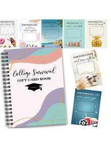 1 Pc University Student Survival Gift Card Album - Spiral Bound Card Holder Notebook, Suitable For Graduation Gift, Designed With Diploma Certificate And Balloon Patterns - A - View 9