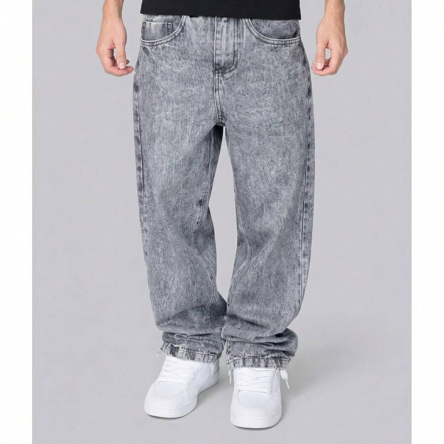 Premium Black Balloon Pants | Exclusive Visionaries Streetwear Baggy Jeans - 天空之門 - 灰色 - 查看 1
