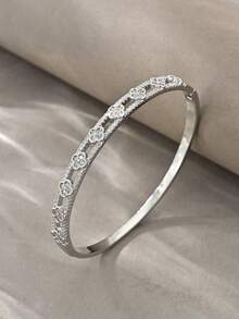 Juego de anillos y pulsera de plata, anillos y pulsera de múltiples capas entrelazados, elegante y lujoso conjunto de joyería, adecuado para uso diario, citas, fiestas y regalos - Plateado - View 5