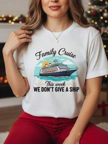 This Week We're Not Sailing. Family Cruise T-Shirt For Summer Vacation, Girls' Trips, 100% Cotton, Crew Neck, Family Vacation Top, Fun Gift For Women And Best Friends, Matc-1 Cotton T-Shirt - 白色4 - 查看 8