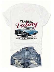 Camiseta con Estampado de Letras de la Cultura Maya, Manga Corta, Cuello Redondo, Top Casual para Primavera y Verano, Ropa de Mujer, Camiseta de Algodón - Blanco - Ver 1