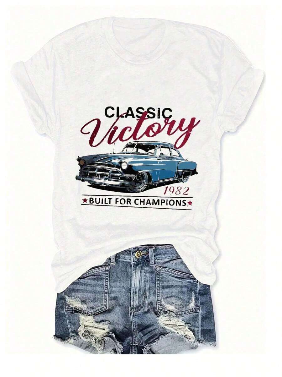 Camiseta con Estampado de Letras de la Cultura Maya, Manga Corta, Cuello Redondo, Top Casual para Primavera y Verano, Ropa de Mujer, Camiseta de Algodón - Blanco - Ver 1