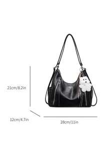 Matte Texture Large Capacity Fashionable Versatile Shoulder Bag, High-End Beach Bag, Tote Bag, Shopping Bag - Black - View 8