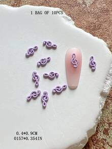1入彩色音樂符號金屬美甲裝飾，3D立體配件，青春活力美甲配飾美甲飾品 - 彩色 - 查看 27