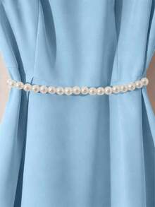 Vestido de línea A con decoración de cadena de perlas y mangas acampanadas, adecuado para salidas diarias, citas, fiestas, graduaciones, vacaciones y el Día de San Valentín - Gris - Ver 5